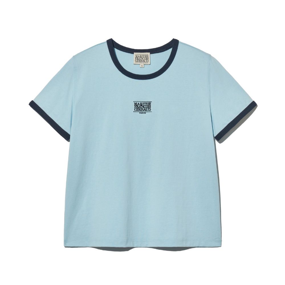 MARITHÉ FRANÇOIS GIRBAUD W CLASSIC LOGO RINGER TEE 女款 撞色滾邊合身短袖T恤 天藍色sky blue/ M