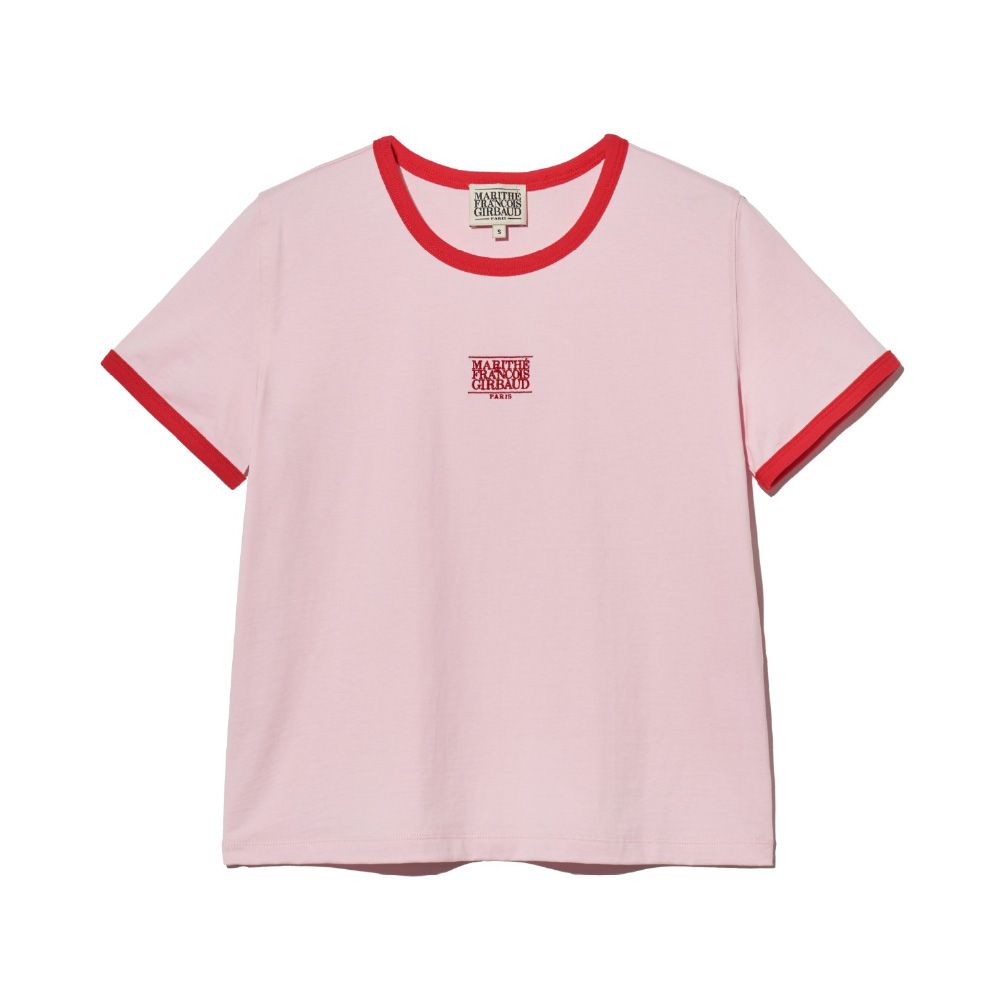 MARITHÉ FRANÇOIS GIRBAUD W CLASSIC LOGO RINGER TEE 女款 撞色滾邊合身短袖T恤 粉色pink/ S