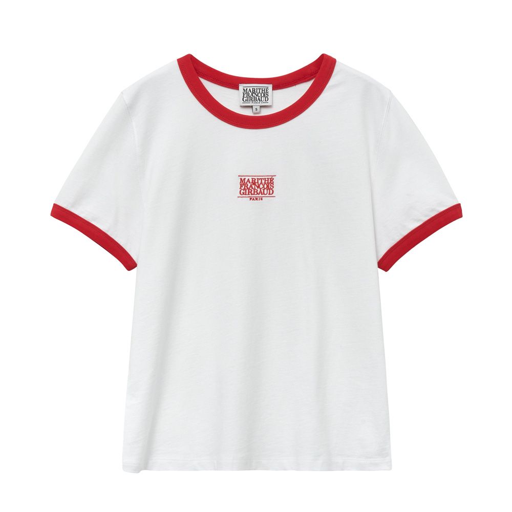 MARITHÉ FRANÇOIS GIRBAUD W CLASSIC LOGO RINGER TEE 女款 撞色滾邊短袖T恤 白色/紅色white/red/ S