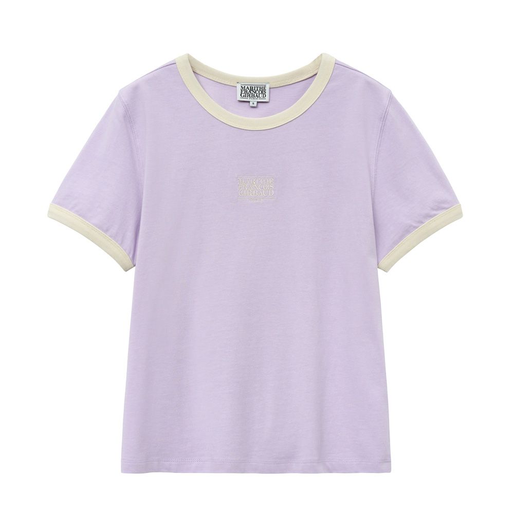 MARITHÉ FRANÇOIS GIRBAUD W CLASSIC LOGO RINGER TEE 女款 撞色滾邊短袖T恤 淺灰紫light purple/ M
