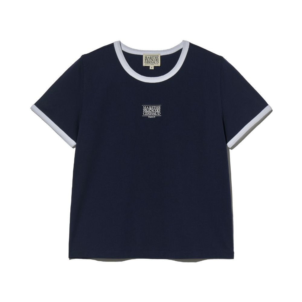 MARITHÉ FRANÇOIS GIRBAUD W CLASSIC LOGO RINGER TEE 女款 撞色滾邊合身短袖T恤 深藍navy/ S