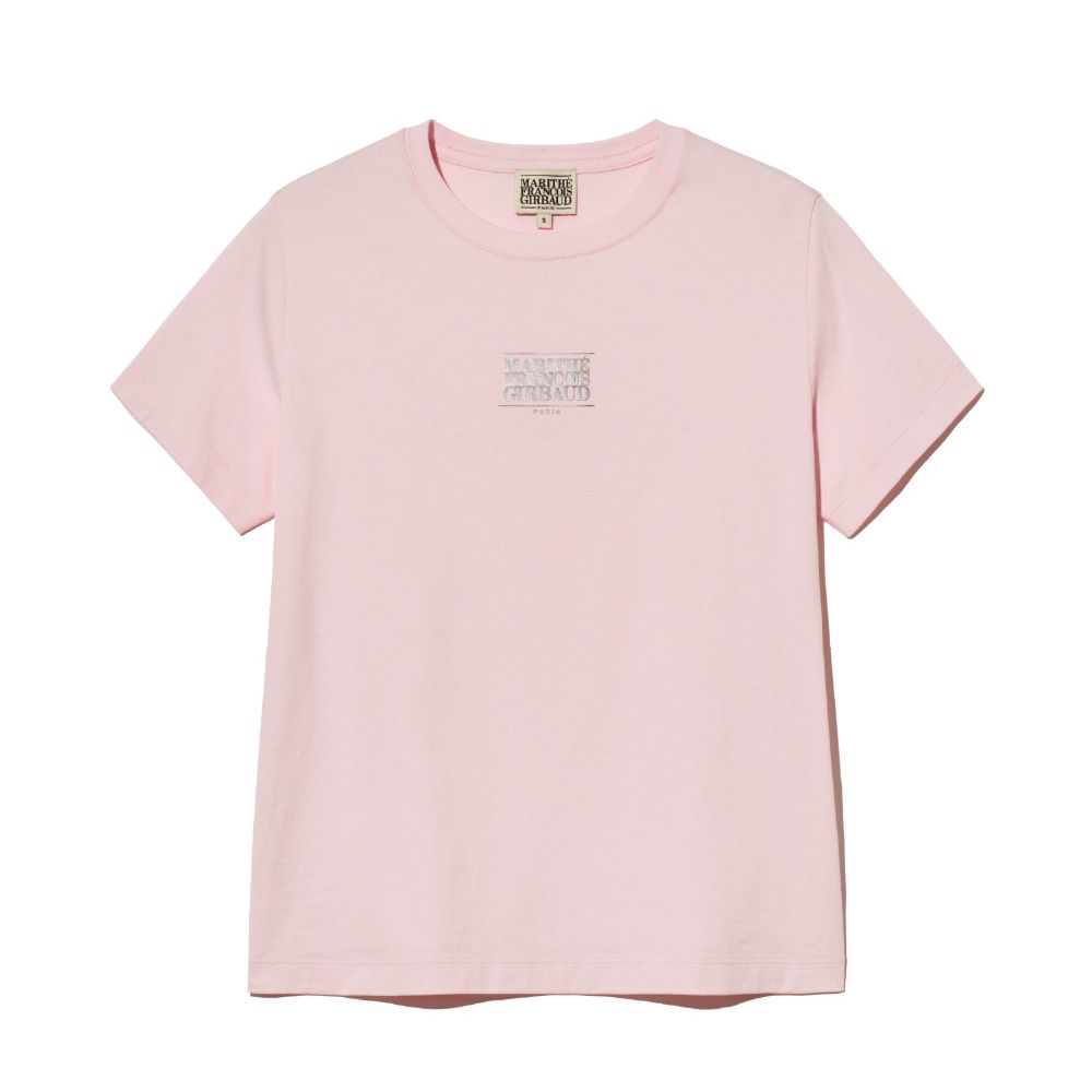 MARITHÉ FRANÇOIS GIRBAUD/ W SMALL CLASSIC LOGO TEE 女款 銀灰刺繡短袖T恤 霧粉色light pink/ M
