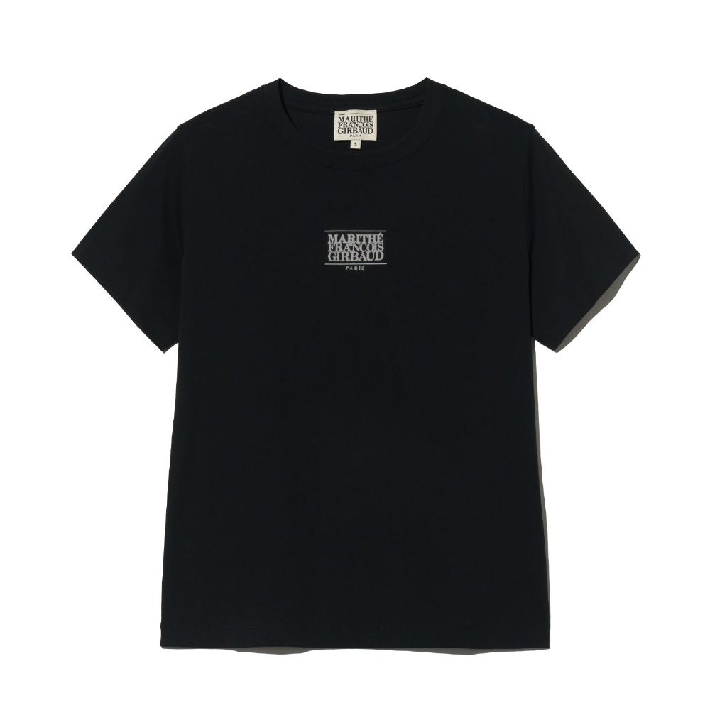 MARITHÉ FRANÇOIS GIRBAUD/ W SMALL CLASSIC LOGO TEE 女款 銀灰刺繡短袖T恤 黑色black/ S
