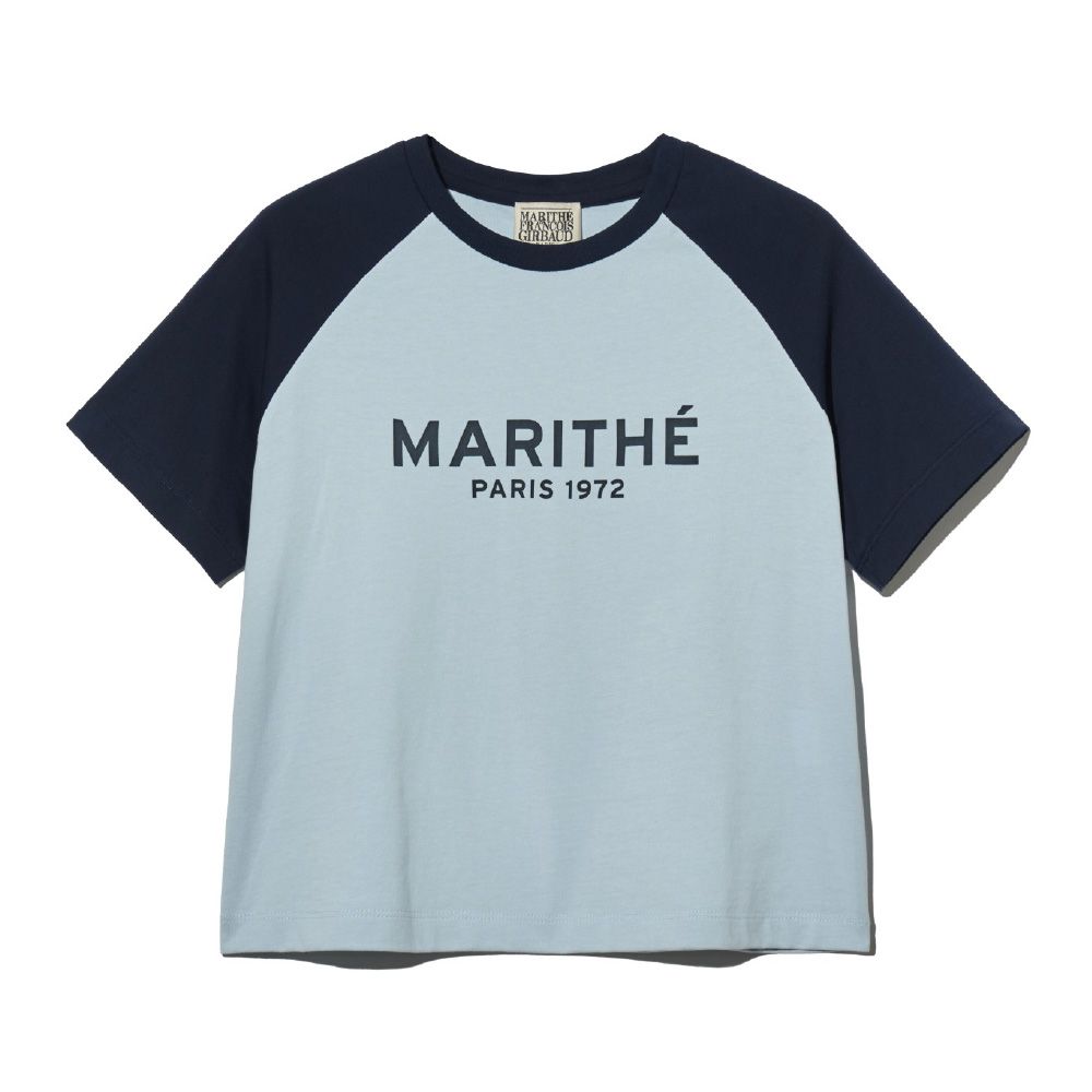 MARITHÉ FRANÇOIS GIRBAUD/ W REGULAR LOGO RAGLAN CROP TEE 女款 棒球袖字母經典短版T恤 天藍sky blue/ S