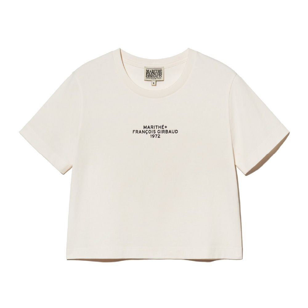 MARITHÉ FRANÇOIS GIRBAUD/ W LETTERING CROP TEE 女款 字母標誌短版T恤 象牙白ivory/ M