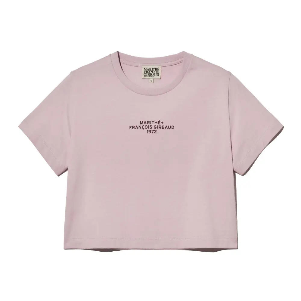 MARITHÉ FRANÇOIS GIRBAUD/ W LETTERING CROP TEE 女款 字母標誌短版T恤 灰粉gray pink/ M