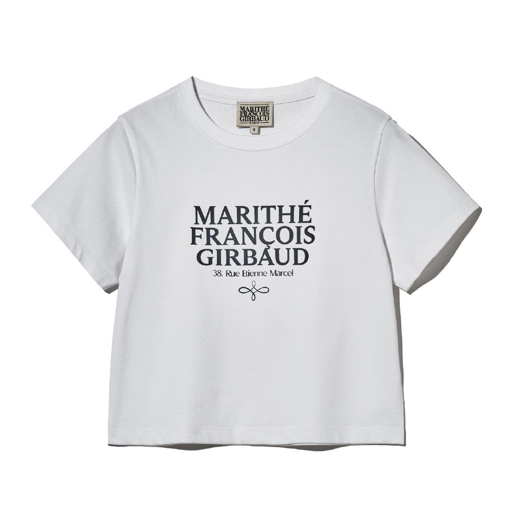 MARITHÉ FRANÇOIS GIRBAUD/ MOUVEMENT W AEROCOOL CROP TEE 女款 快乾透氣字母LOGO短版T恤 白色white/ M