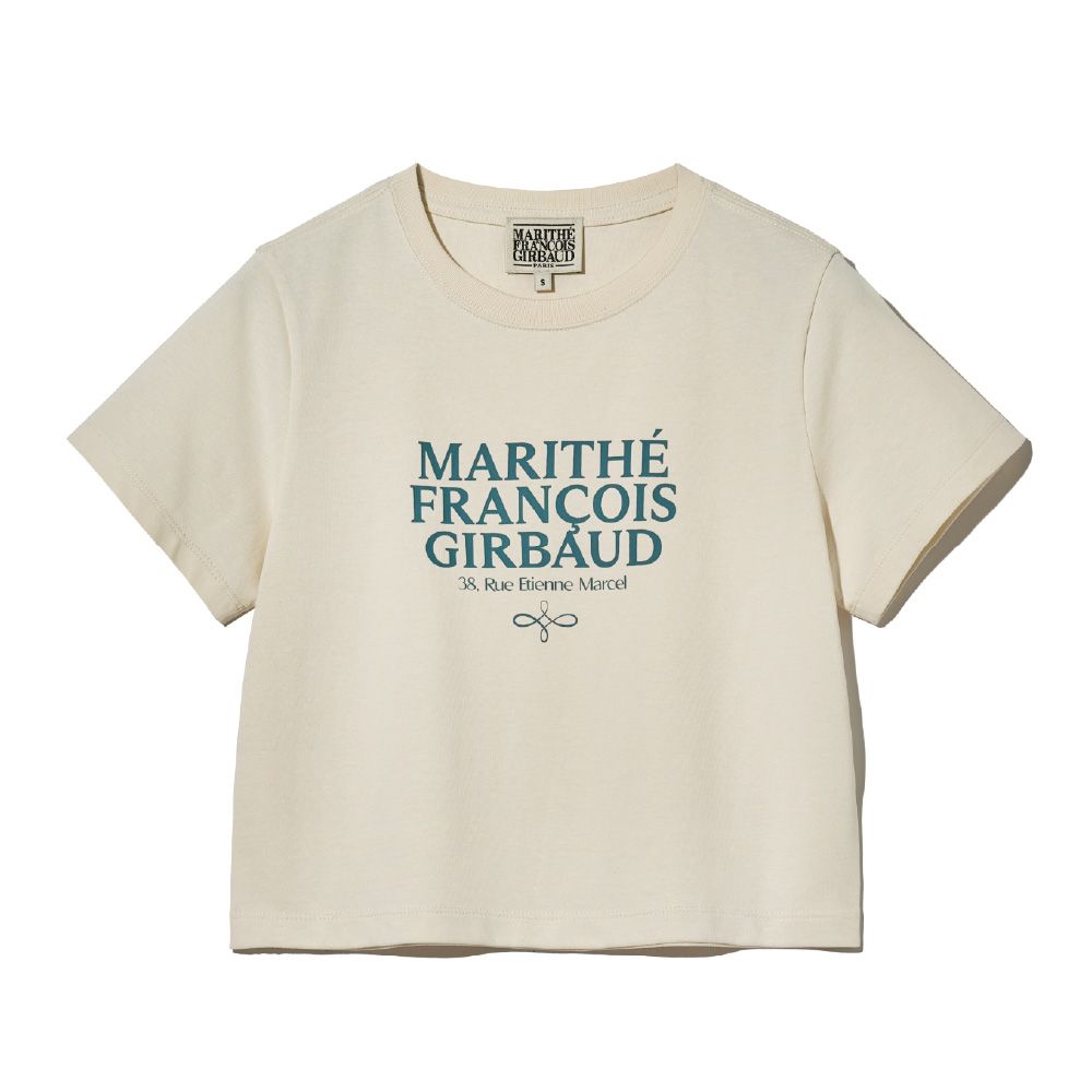MARITHÉ FRANÇOIS GIRBAUD/ MOUVEMENT W AEROCOOL CROP TEE 女款 快乾透氣字母LOGO短版T恤 奶油色cream/ M