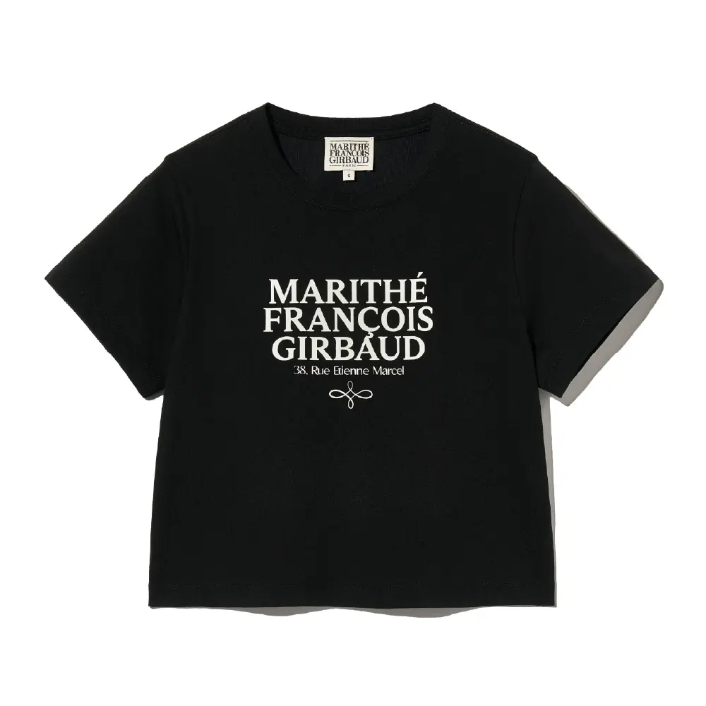 MARITHÉ FRANÇOIS GIRBAUD/ MOUVEMENT W AEROCOOL CROP TEE 女款 快乾透氣字母LOGO短版T恤 黑色black/ M