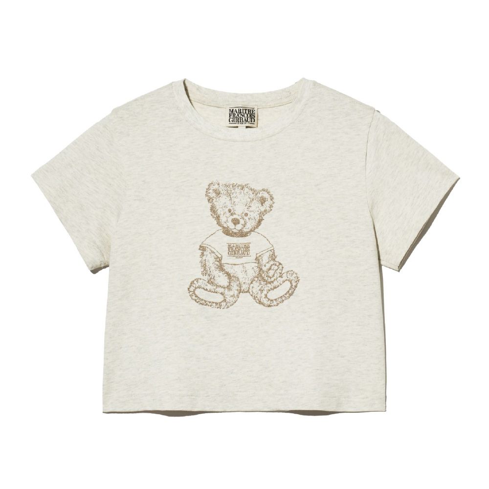 MARITHÉ FRANÇOIS GIRBAUD/ W SKETCH DOODLE BEAR CROP TEE 女款 手繪塗鴉小熊短版T恤 燕麥色oatmeal/ S