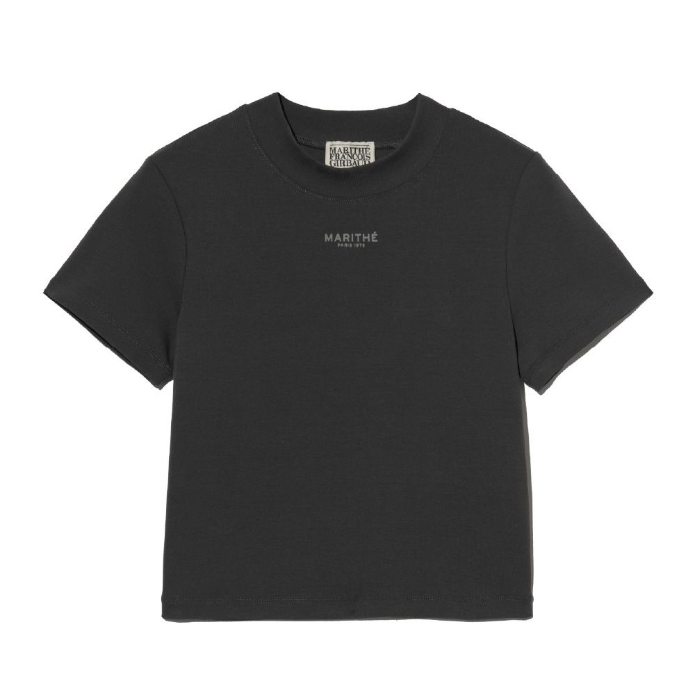 MARITHÉ FRANÇOIS GIRBAUD/ W MOCK NECK CROP TEE 女款 半高領短版T恤 深灰色charcoal/ S