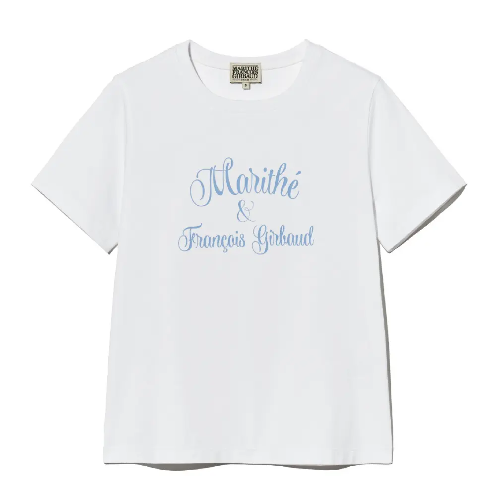 MARITHÉ FRANÇOIS GIRBAUD/ W CURSIVE LOGO TEE 女款 復古草寫LOGO短袖T恤 白色white/ M