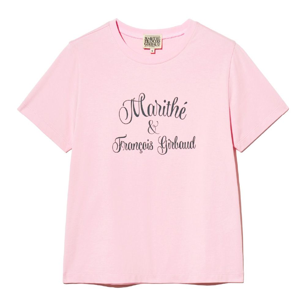 MARITHÉ FRANÇOIS GIRBAUD/ W CURSIVE LOGO TEE 女款 復古草寫LOGO短袖T恤 淺粉紅baby pink/ M