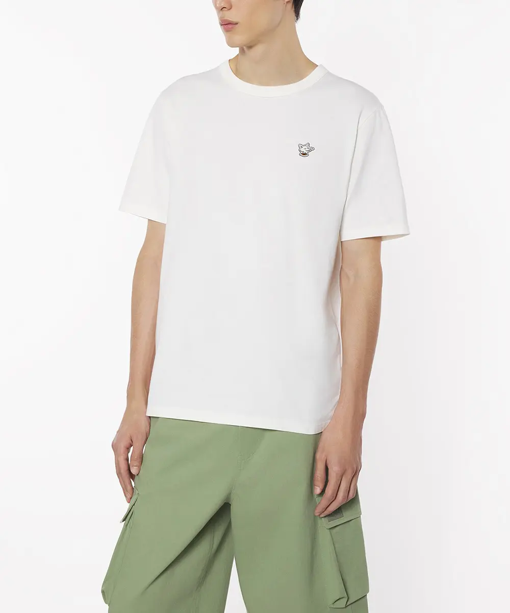 CAFÉ KITSUNÉ 糯米白狐狸咖啡師LOGO寬版短TEE/中性/ S