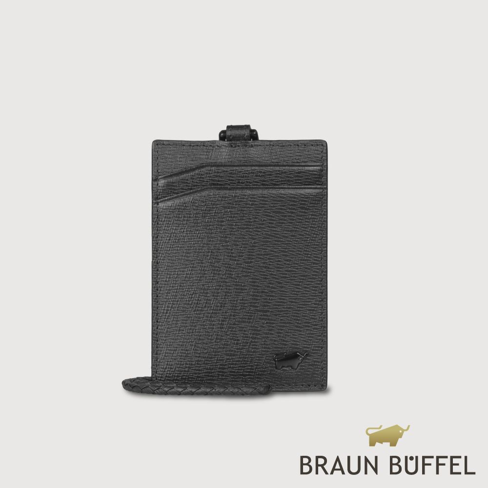 【BRAUN BUFFEL 德國小金牛】台灣總代理 斯萊特-A 證件夾-黑色/BF565-171-BK