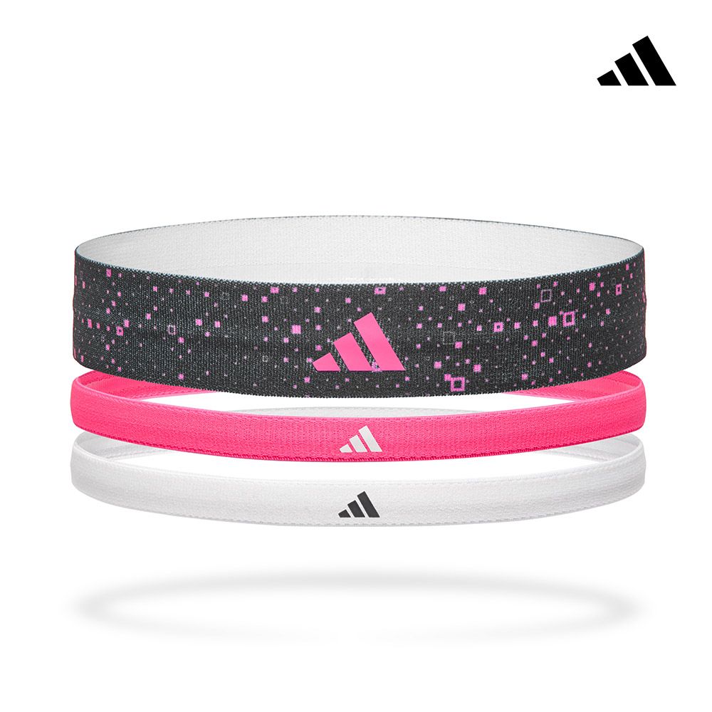 adidas 愛迪達 止滑運動髮帶組 (炫彩黑/夢幻粉/純淨白)