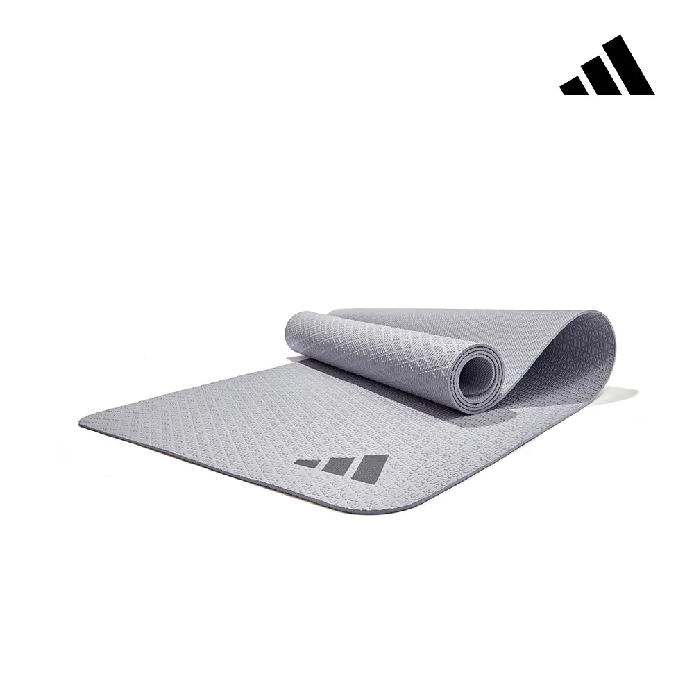 adidas 愛迪達 環保壓紋瑜珈墊-4mm (銀河灰)
