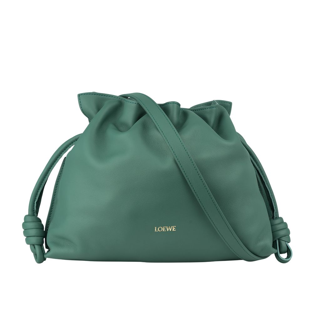【LOEWE】Flamenco 納帕小牛皮中款手拿包/斜背包(香根草色)/ 平行輸入