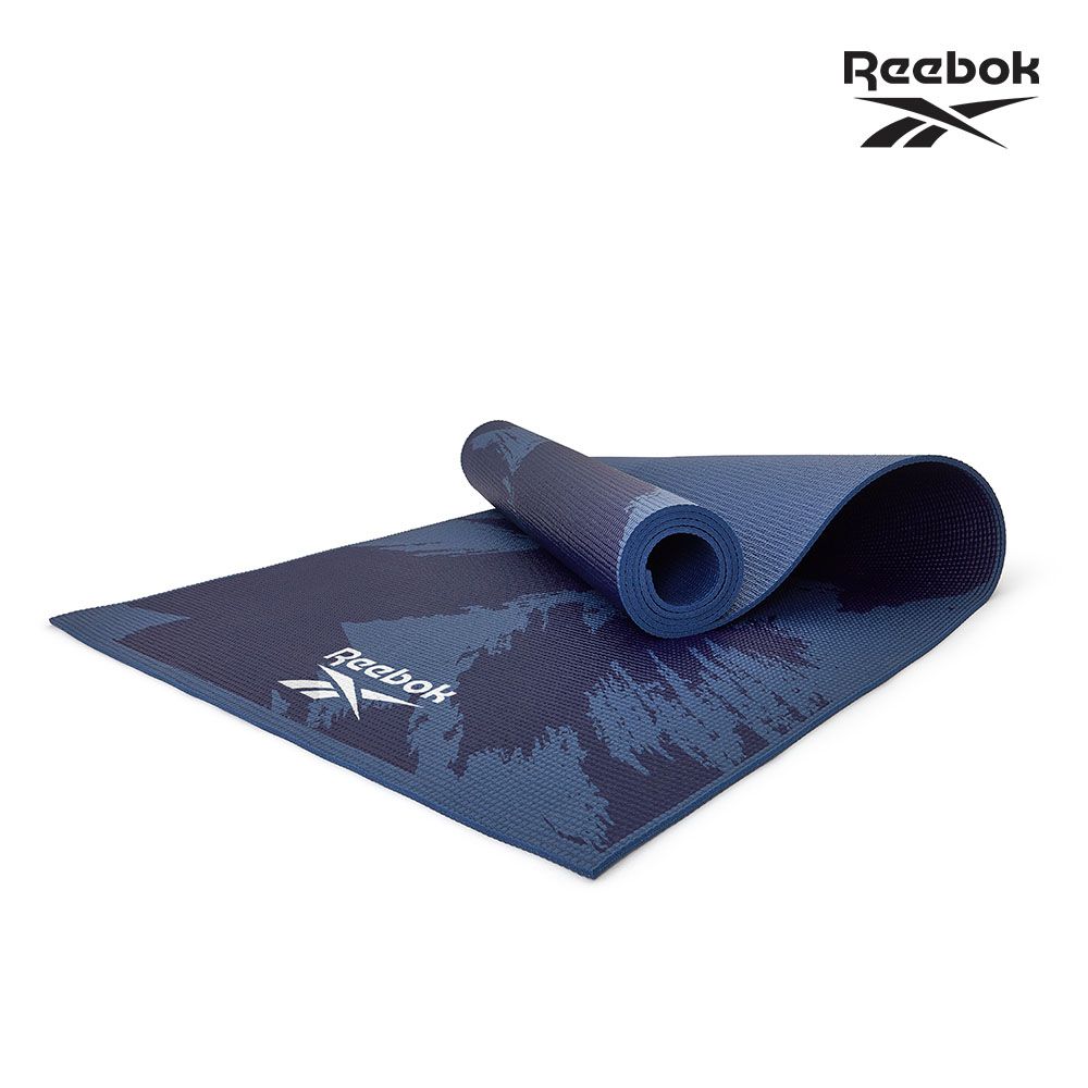 Reebok 銳步 防滑波紋瑜珈墊-4mm (筆刷藍)