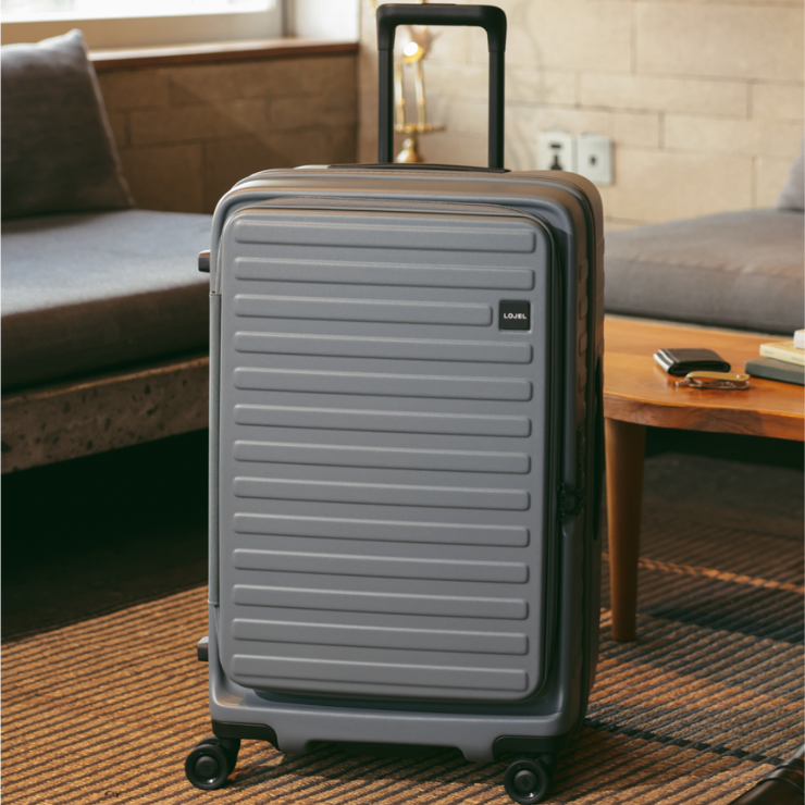 【LOJEL】CUBO 28吋前開擴充 防盜拉鍊箱/ 大地灰