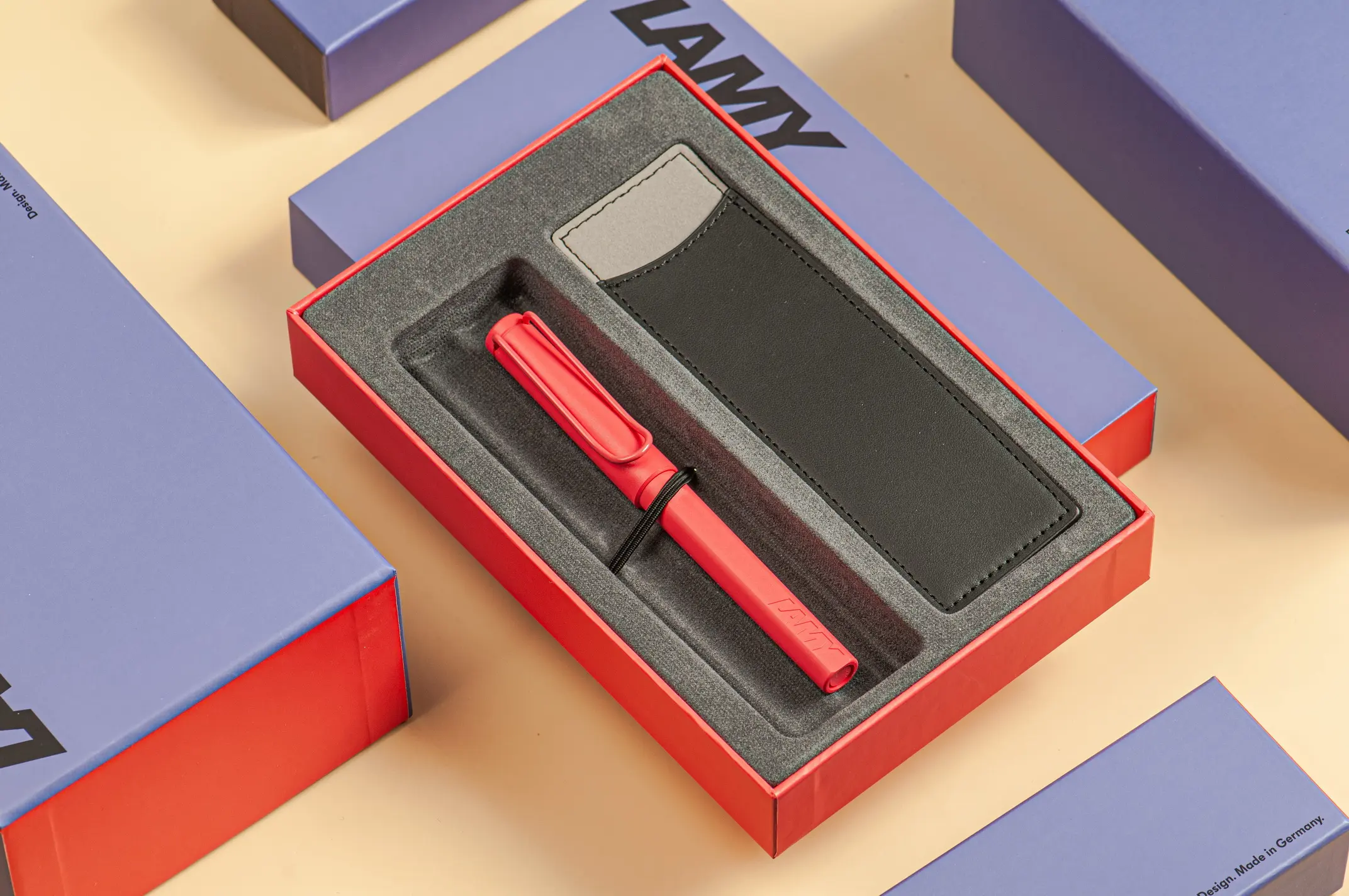 LAMY Safari狩獵者鋼珠筆皮套禮盒/ 2025限量/ Sunset日落紅