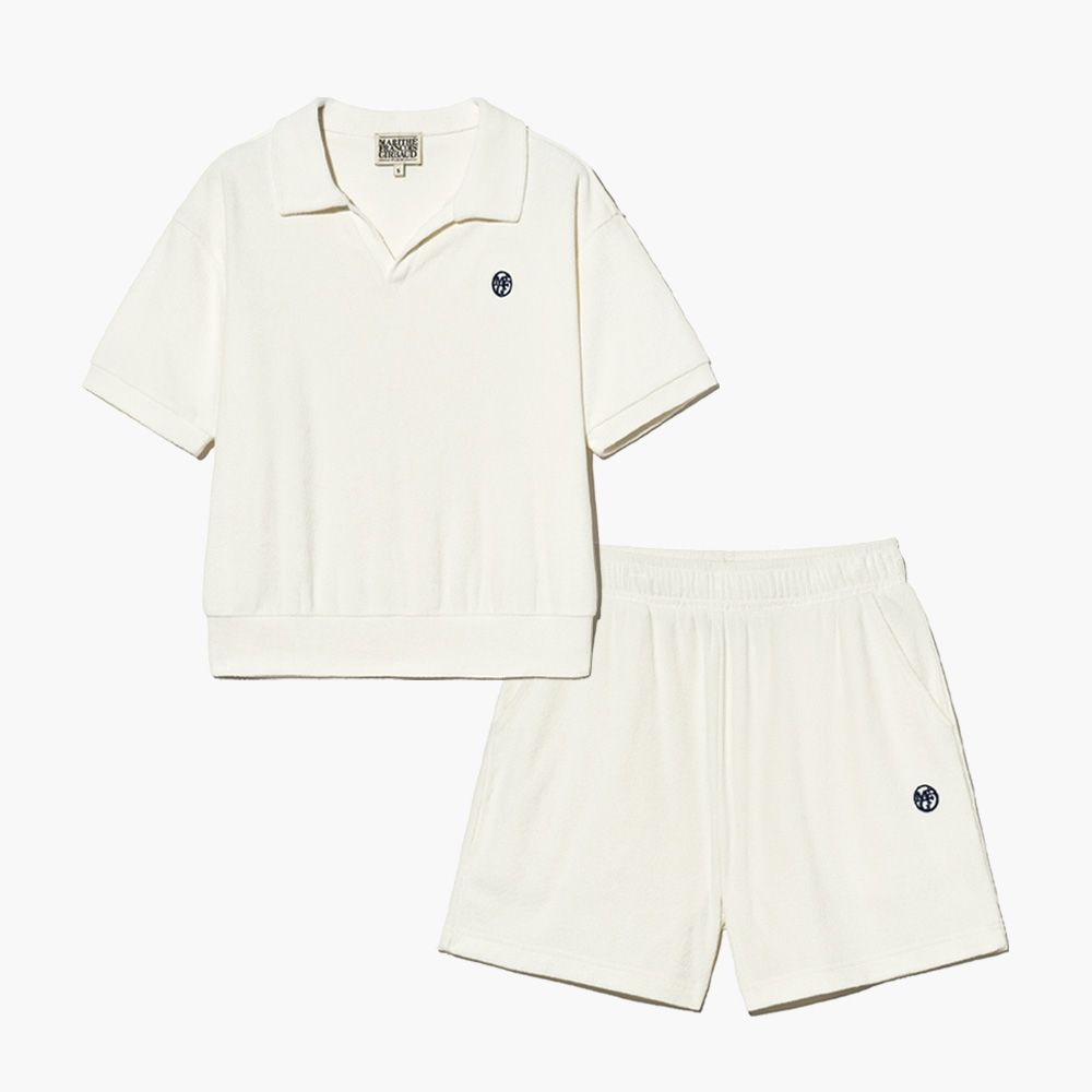 MARITHÉ FRANÇOIS GIRBAUD/ W TERRY SET-UP 女款 毛圈棉短袖上衣短褲套裝 象牙白ivory/ M