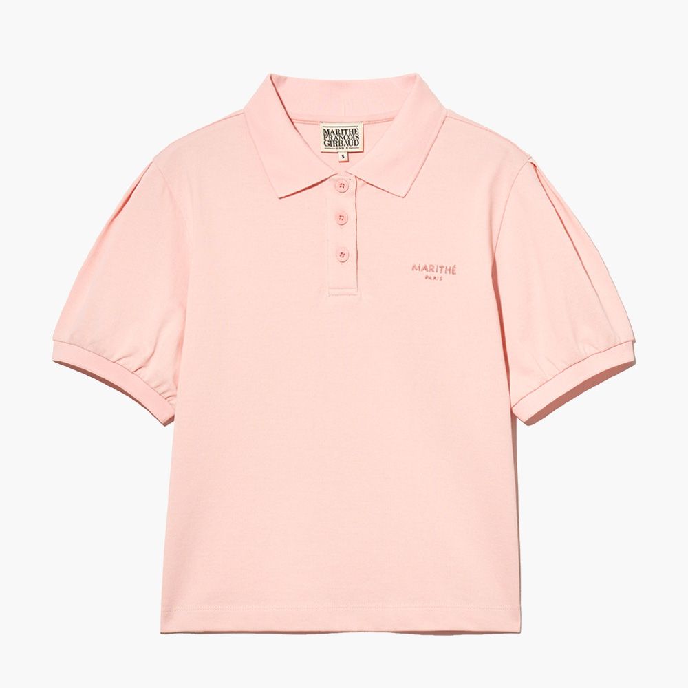 MARITHÉ FRANÇOIS GIRBAUD/ W PIQUE PUFF SLEEVE TEE 女款 短袖泡泡袖Polo領上衣 粉色pink/ M