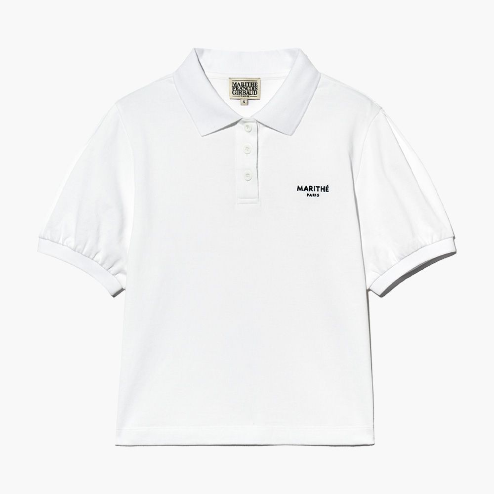 MARITHÉ FRANÇOIS GIRBAUD/ W PIQUE PUFF SLEEVE TEE 女款 短袖泡泡袖Polo領上衣 白色white/ M