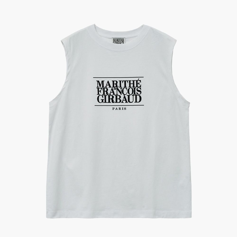 MARITHÉ FRANÇOIS GIRBAUD/ CLASSIC LOGO SLEEVELESS 中性款 經典印花無袖背心 白色white/ XL