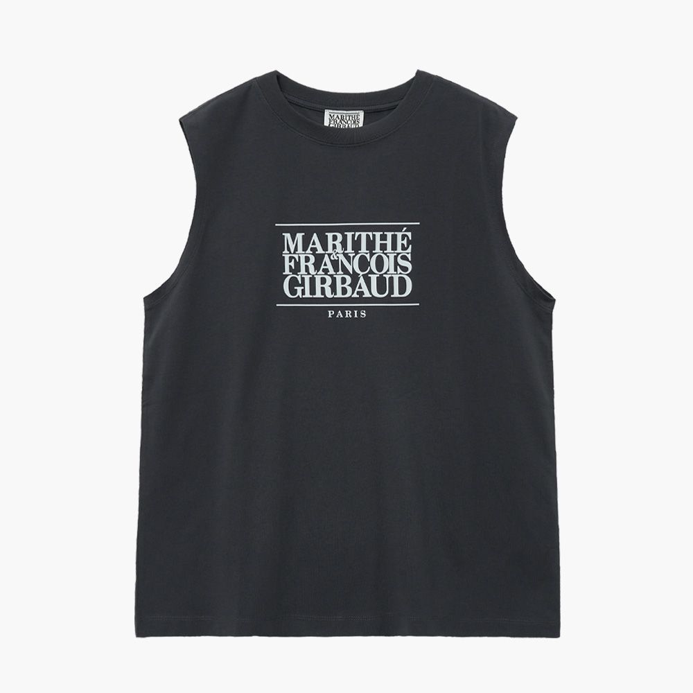MARITHÉ FRANÇOIS GIRBAUD/ CLASSIC LOGO SLEEVELESS 中性款 經典印花無袖背心 深灰色charcoal/ M