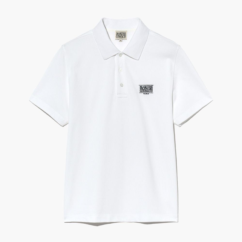 MARITHÉ FRANÇOIS GIRBAUD/ CLASSIC LOGO PK COLLAR TEE 中性款 經典印花POLO領上衣 白色white/ L