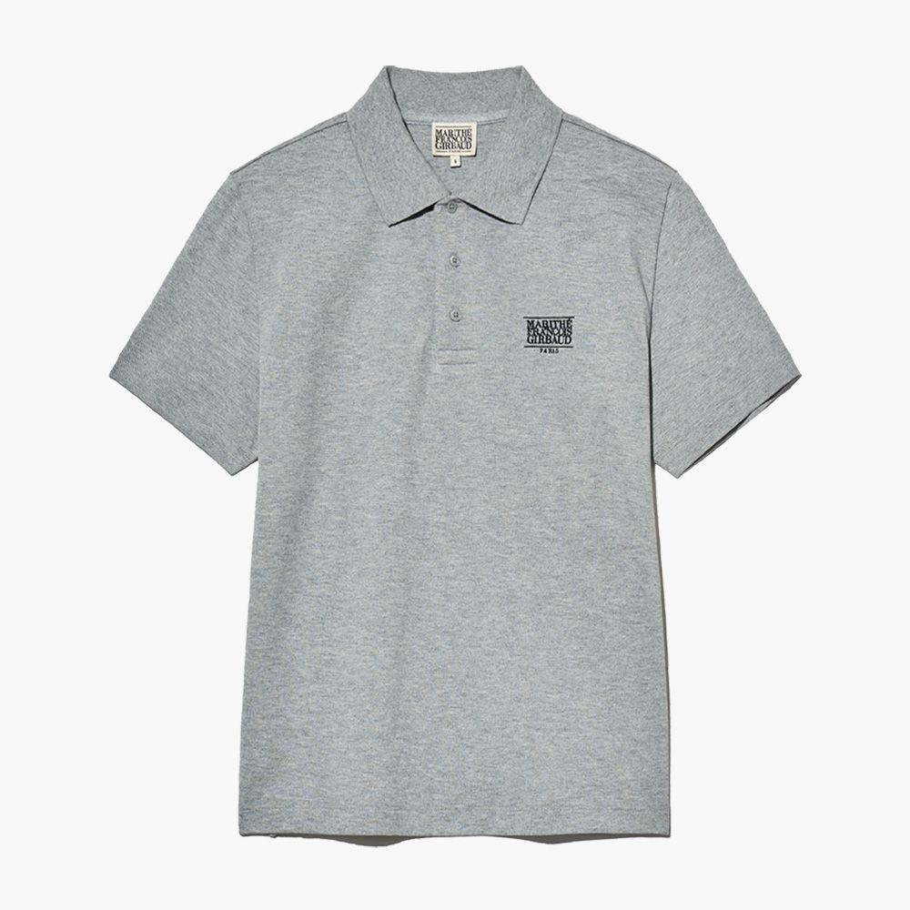 MARITHÉ FRANÇOIS GIRBAUD/ CLASSIC LOGO PK COLLAR TEE 中性款 經典印花POLO領上衣 淺灰heather gray/ S