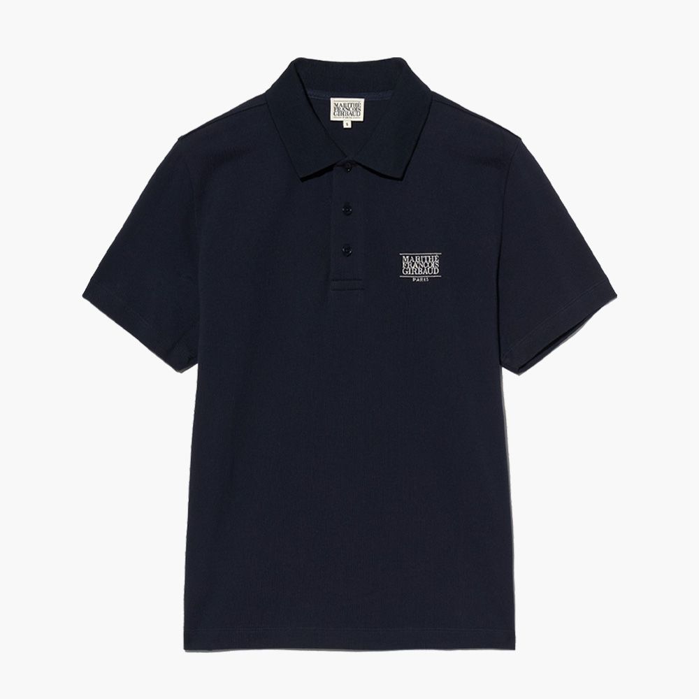 MARITHÉ FRANÇOIS GIRBAUD/ CLASSIC LOGO PK COLLAR TEE 中性款 經典印花POLO領上衣 深藍navy/ S