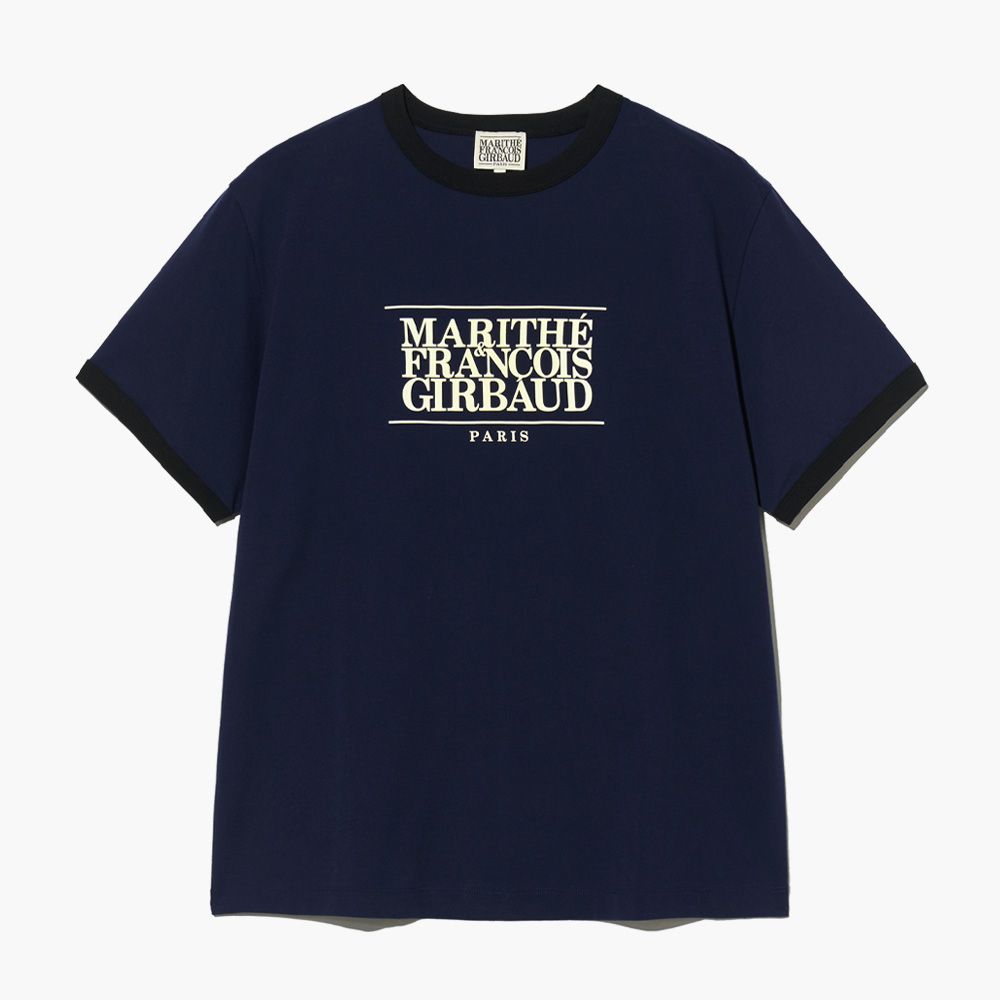 MARITHÉ FRANÇOIS GIRBAUD/ CLASSIC LOGO COLOR POINT TEE 中性款 經典LOGO配色滾邊短袖T恤 深藍navy/ S