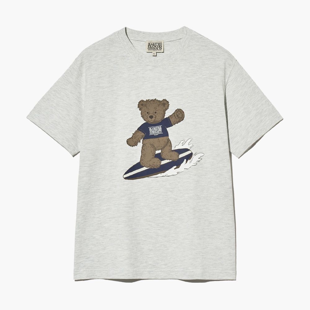 MARITHÉ FRANÇOIS GIRBAUD/ SURFING DOODLE BEAR TEE 中性款 衝浪小熊經典短袖T恤 淺麻灰light heather gray/ XL