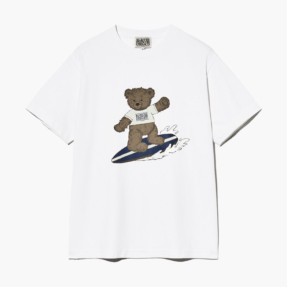 MARITHÉ FRANÇOIS GIRBAUD/ SURFING DOODLE BEAR TEE 中性款 衝浪小熊經典短袖T恤 白色white/ XL