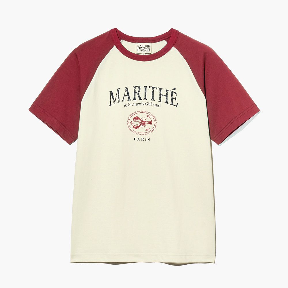 MARITHÉ FRANÇOIS GIRBAUD/ AEROCOOL RAGLAN GRAPHIC TEE 中性款 復古感棒球袖印花T恤 紅色red/ S