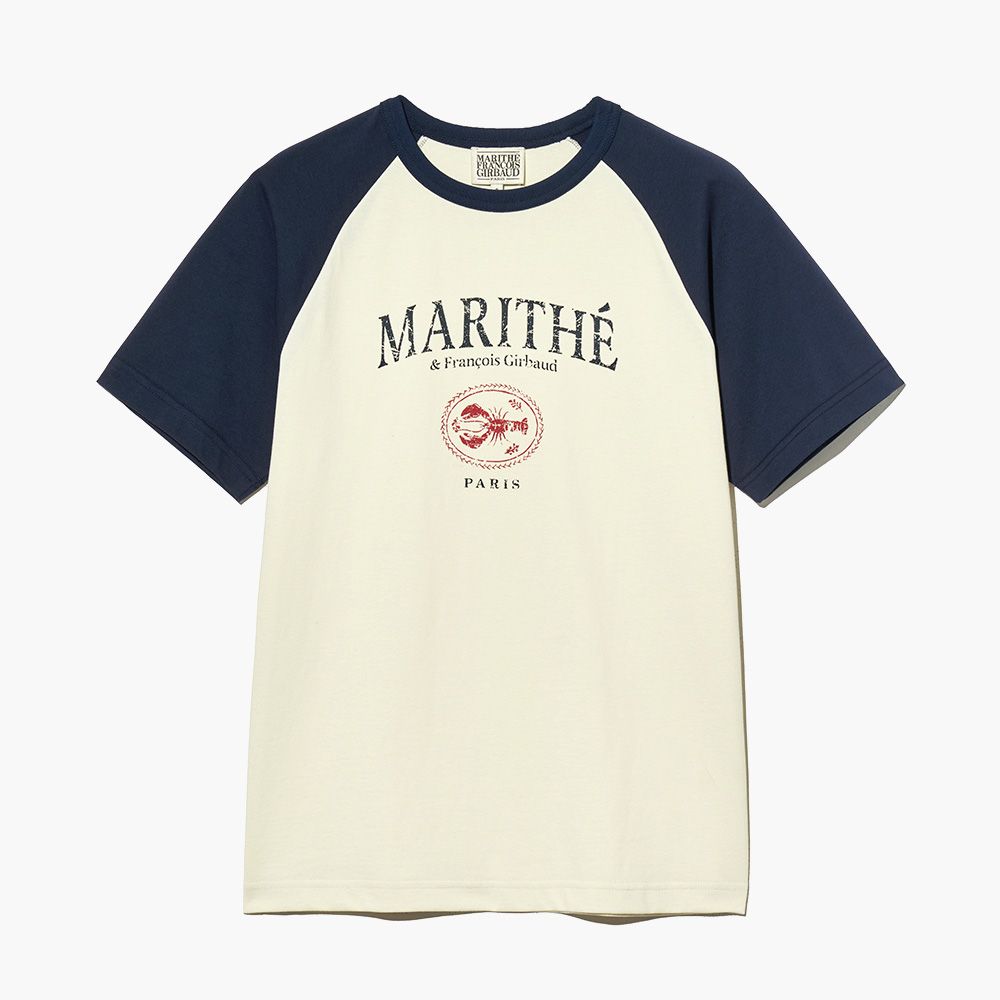 MARITHÉ FRANÇOIS GIRBAUD/ AEROCOOL RAGLAN GRAPHIC TEE 中性款 復古感棒球袖印花T恤 深藍navy/ S