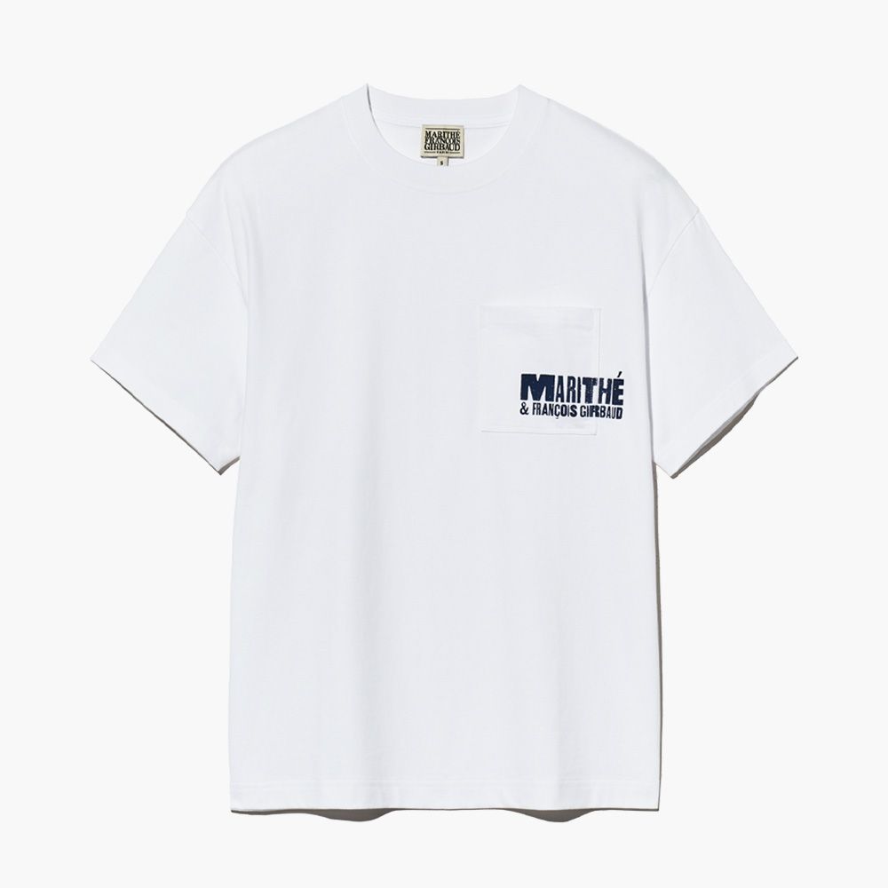 MARITHÉ FRANÇOIS GIRBAUD/ POCKET LOGO TEE 中性款 口袋印花落肩T恤 白色white/ XL
