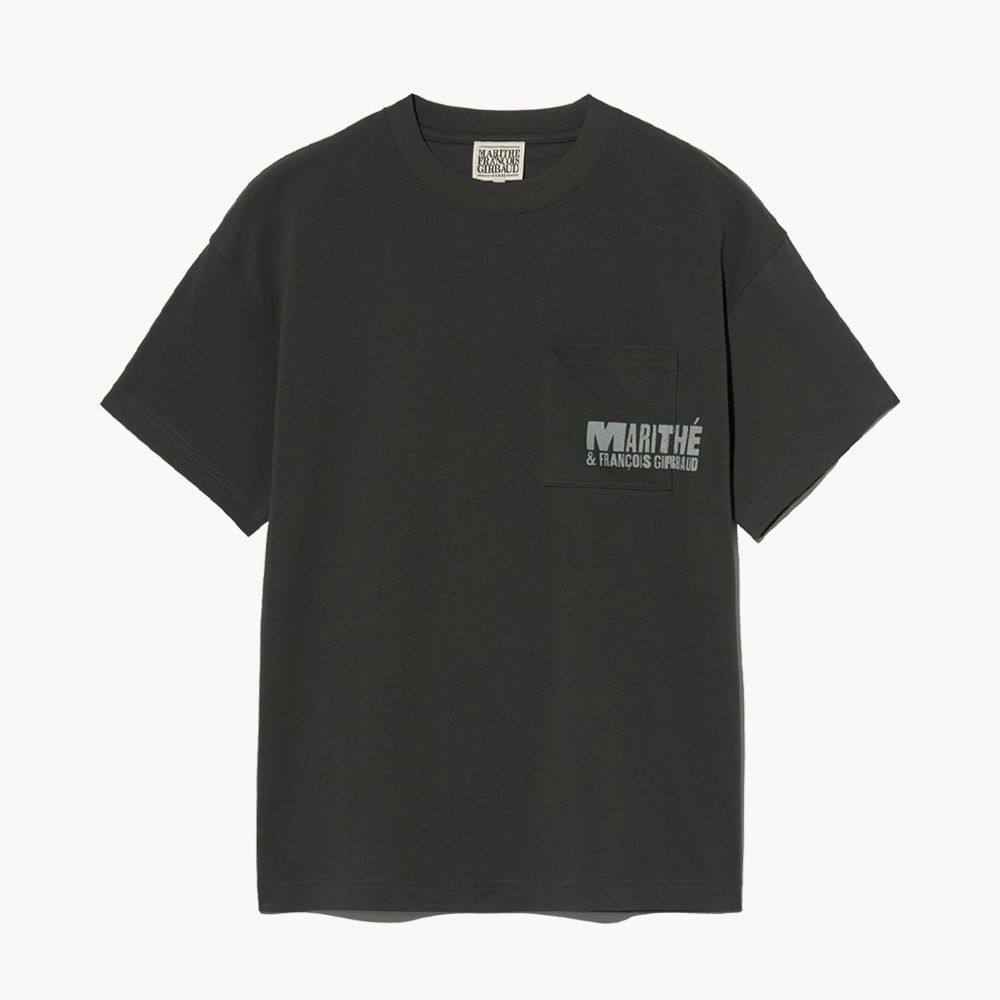 MARITHÉ FRANÇOIS GIRBAUD/ POCKET LOGO TEE 中性款 口袋印花落肩T恤 深灰色charcoal/ L