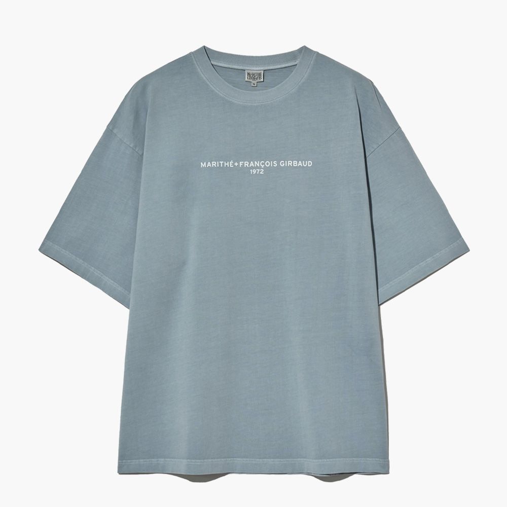 MARITHÉ FRANÇOIS GIRBAUD/ LETTERING LOGO PIGMENT OVERSIZED TEE 男女款 字母印花寬版落肩T恤 復古藍vintage blue/ L