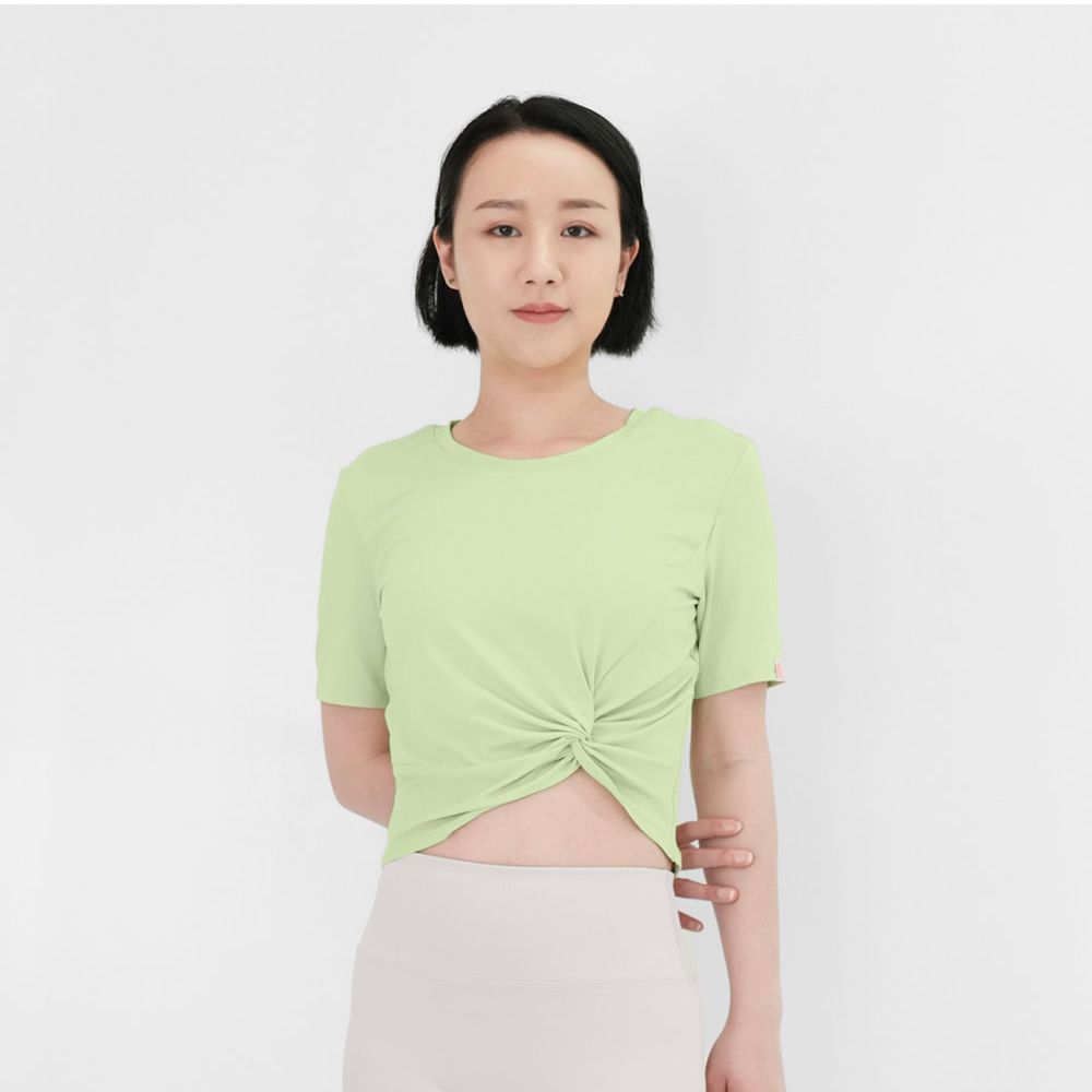 【Mukasa】DURABLE 扭結短袖短版上衣 - MUK-24048/ 若芽綠/ M