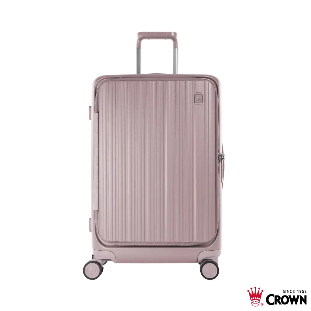 【CROWN】BOXY 29吋 前開式防盜拉鍊/ 鋁框拉桿箱/ 粉色