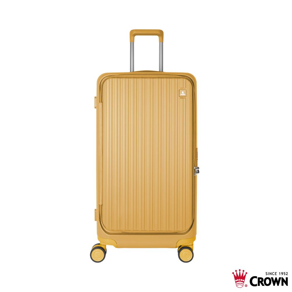 【CROWN】BOXY 28吋 前開式防盜拉鍊/ 鋁框胖胖箱/ 黃色
