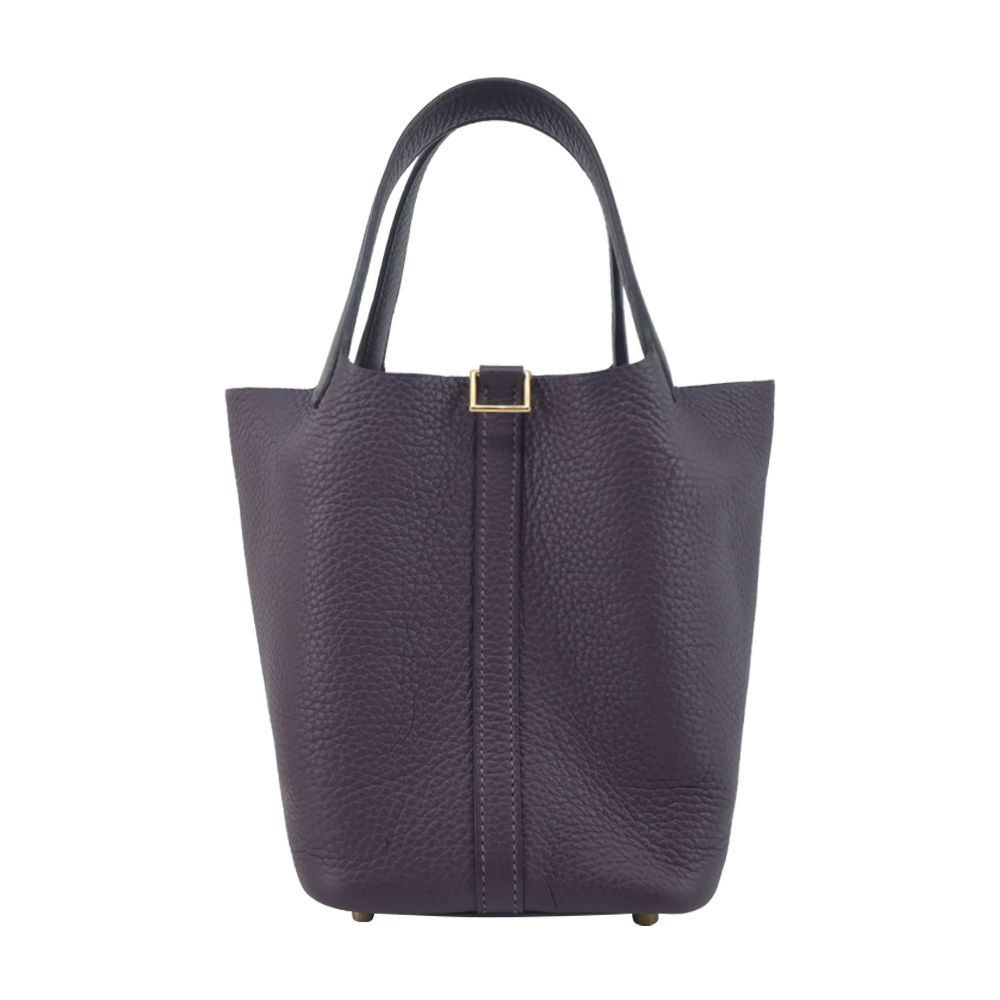 Hermes 愛馬仕 Picotin Lock 18CM T/C 牛皮桶包(葡萄紫/W刻/金釦)/平行輸入