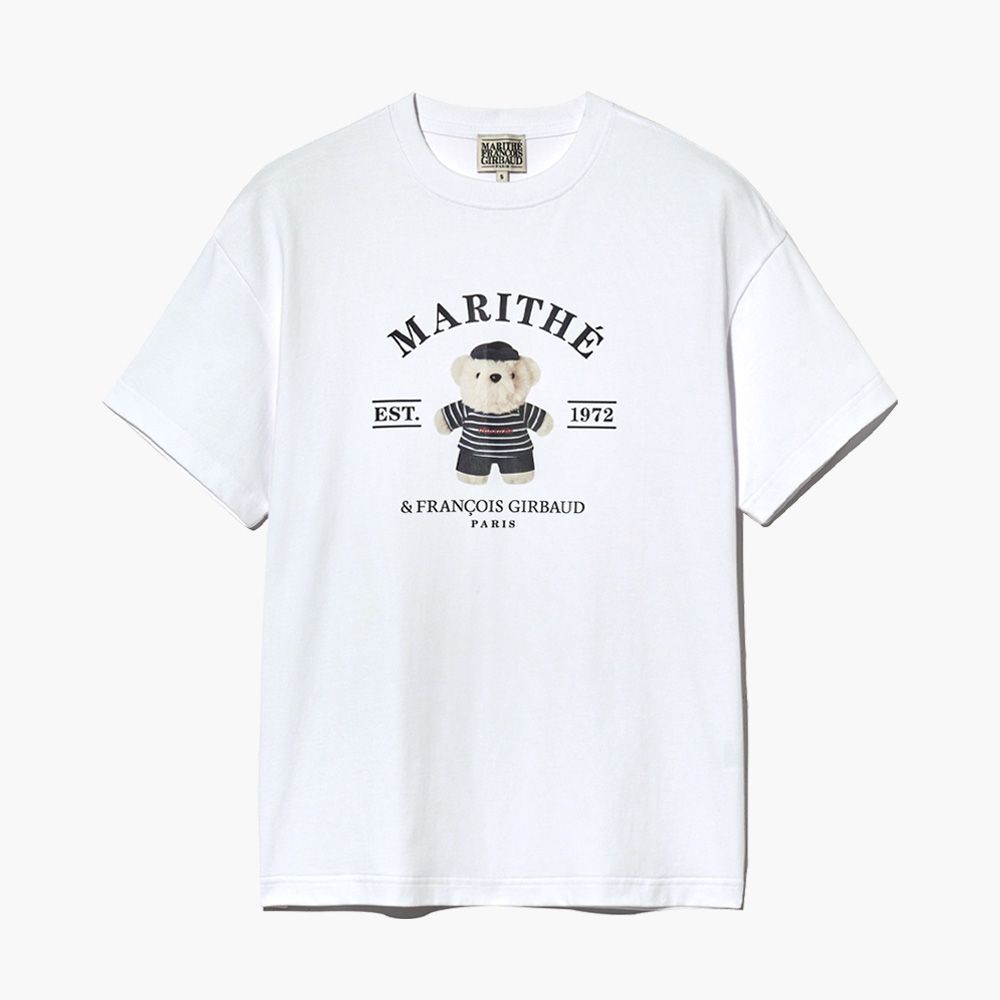 MARITHÉ FRANÇOIS GIRBAUD/ DOODLE BEAR IMAGE GRAPHIC TEE 中性款 小熊印花短袖T恤 白色white/ L