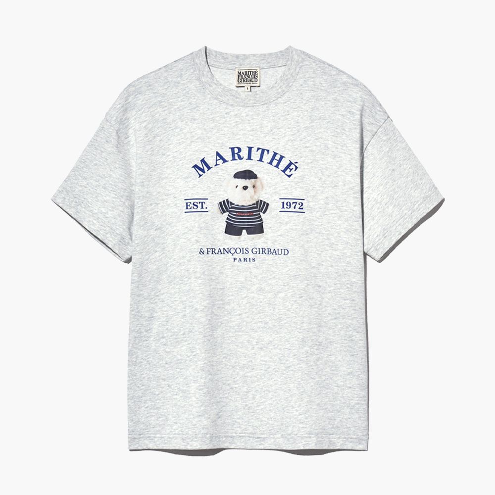 MARITHÉ FRANÇOIS GIRBAUD/ DOODLE BEAR IMAGE GRAPHIC TEE 中性款 小熊印花短袖T恤 淺麻灰light heather gray/ L