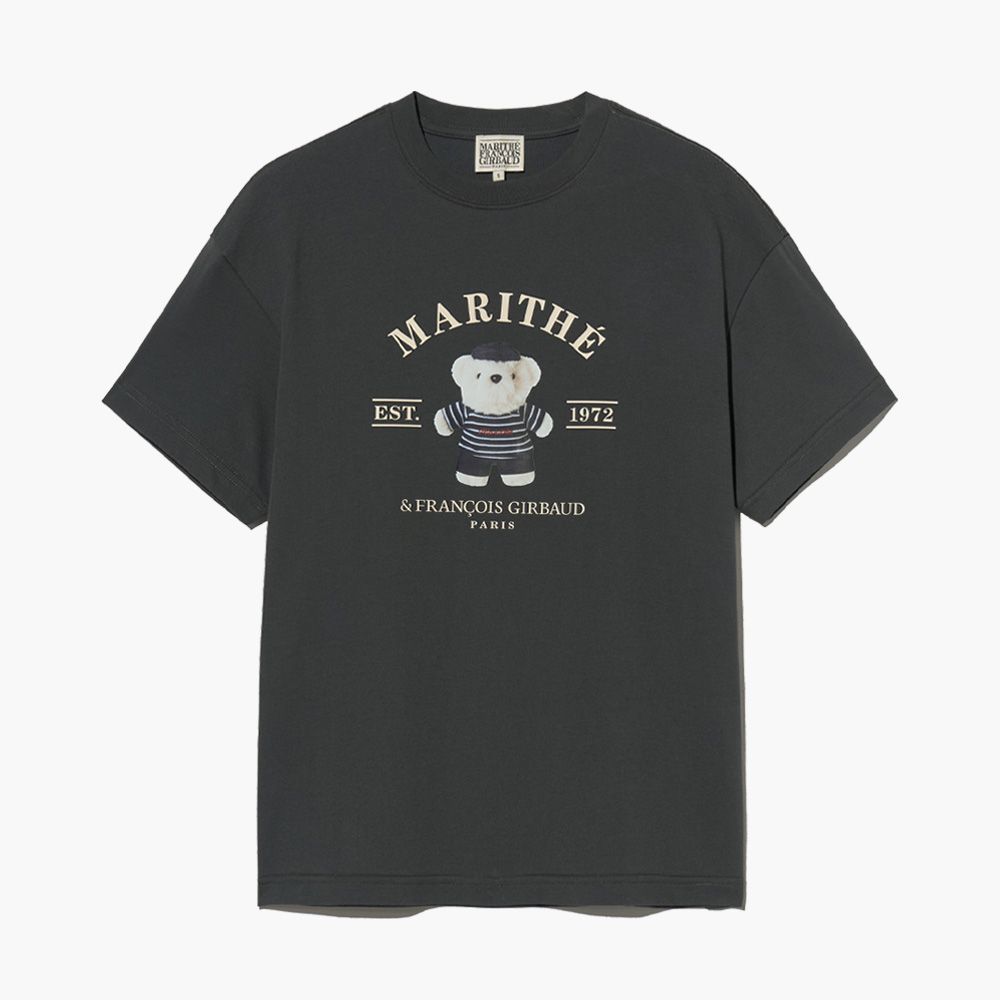 MARITHÉ FRANÇOIS GIRBAUD/ DOODLE BEAR IMAGE GRAPHIC TEE 中性款 小熊印花短袖T恤 深灰色charcoal/ XL
