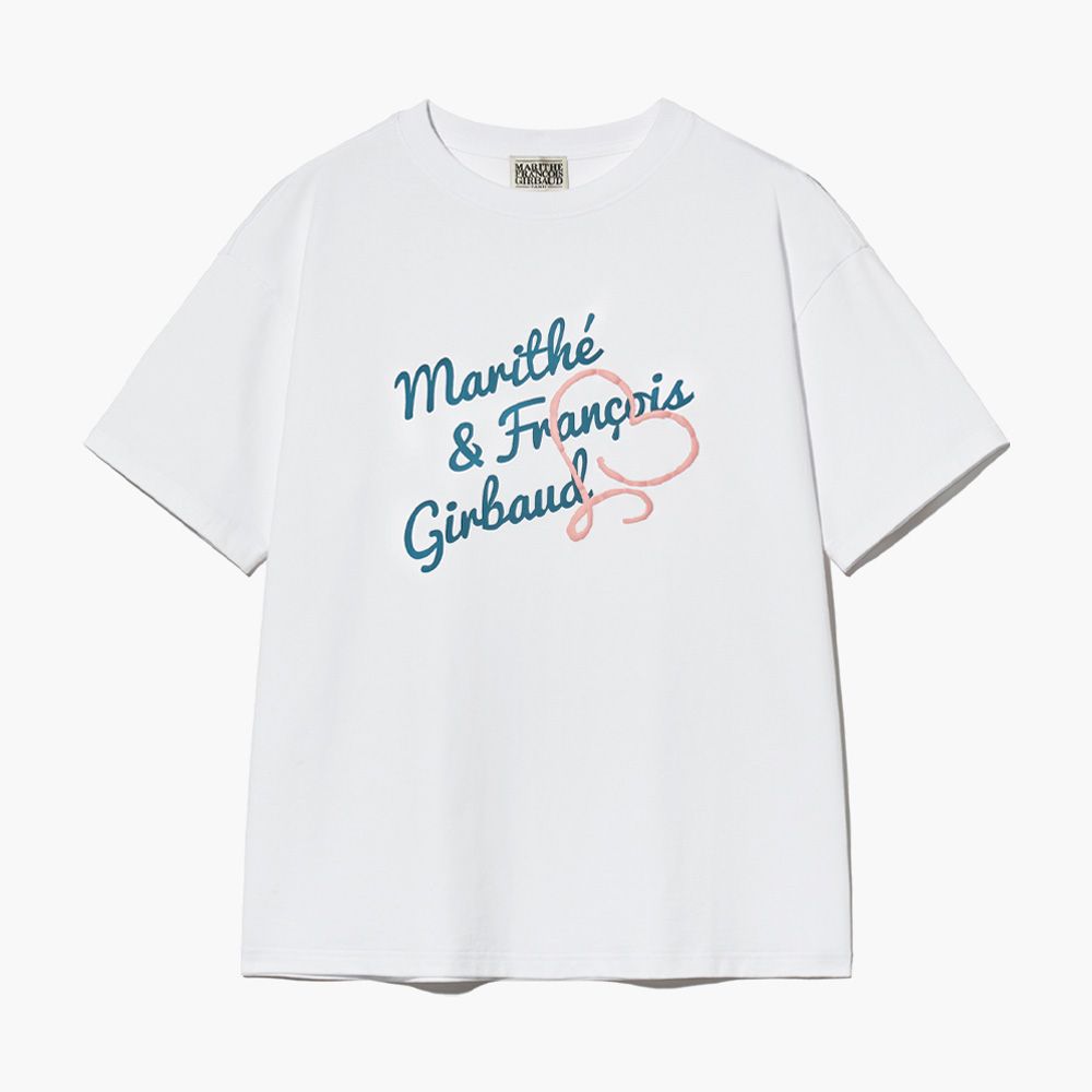 MARITHÉ FRANÇOIS GIRBAUD/ W OVER FIT HANDWRITING LOGO HEART TEE 女款 愛心印花寬版T恤 白色white/ M