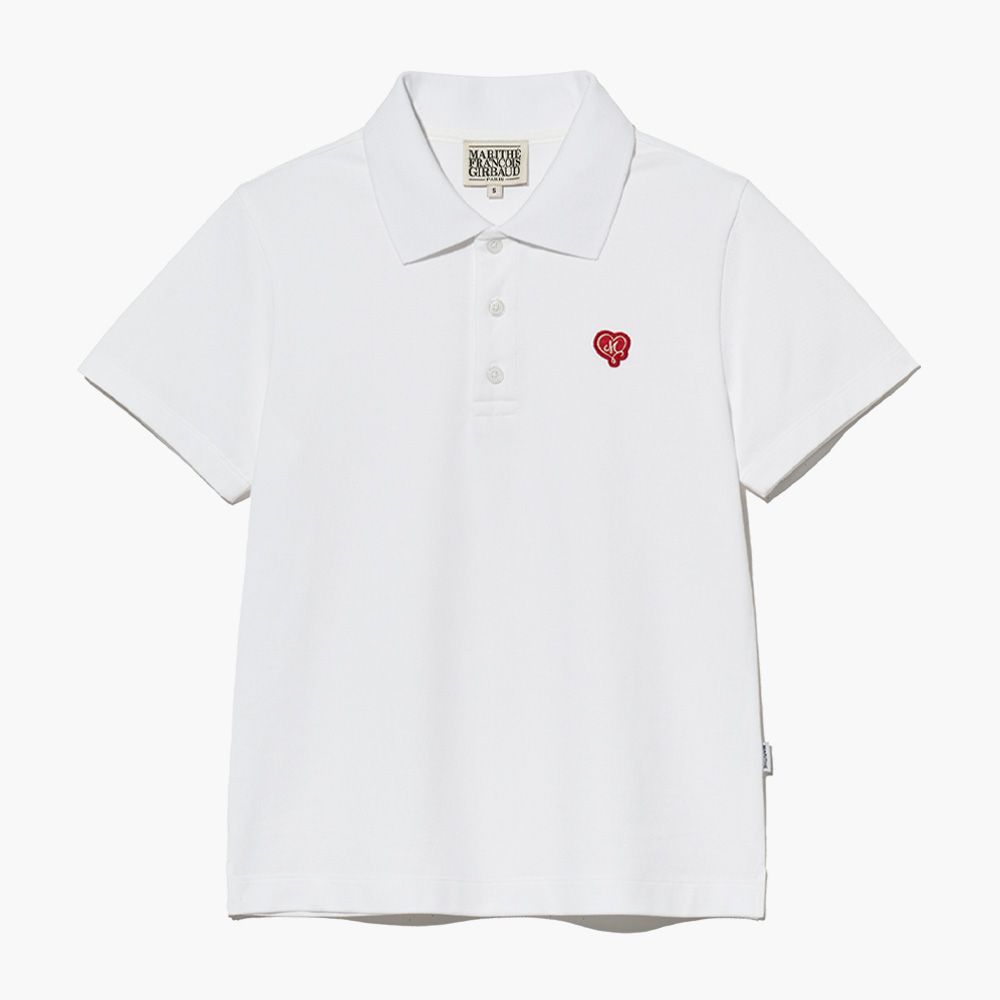 MARITHÉ FRANÇOIS GIRBAUD/ W HEART WAPPEN COLLAR PK TEE 女款 愛心繡標POLO領短袖上衣 白色white/ M